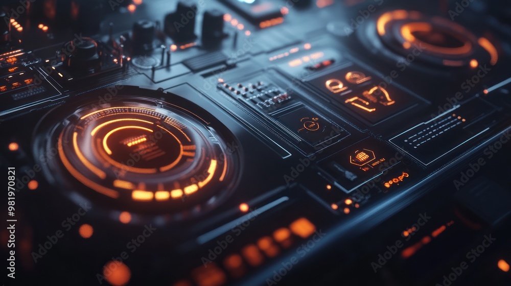 Futuristic Background with Floating Digital Holograms and Data Interfaces Futuristic Background with Floating Digital Holograms and Data Interfaces