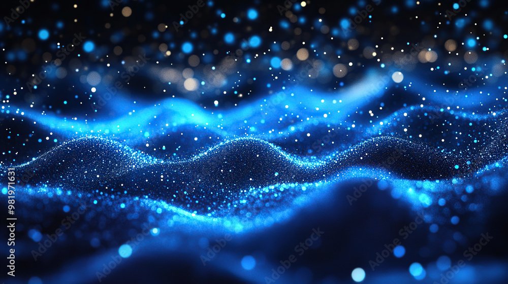 A digital art representation of quantum particles in the foreground, with glowing energy waves and abstract shapes surrounding them on an ethereal background A digital art representation of quantum particles in the foreground, with glowing energy waves and abstract shapes surrounding them on an ethereal background