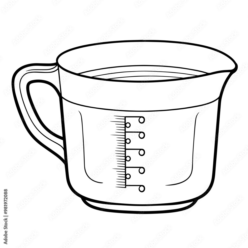 Practical measuring cup outline icon in vector format for kitchen designs. Practical measuring cup outline icon in vector format for kitchen designs.