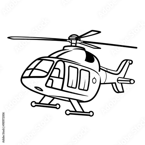 Sleek helicopter outline icon in vector format for aviation designs.