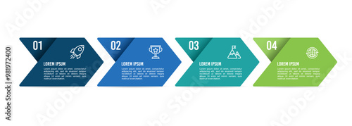 4 process infographic arrows design template. Planning, Marketing, Strategy and Business presentation. Vector illustration.	