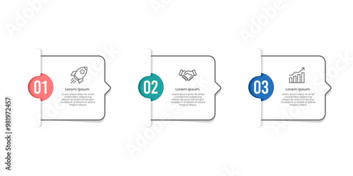 3 steps Infographic elements design template. Business presentation, Banner, Poster, Brochure and Strategy. Vector illustration.