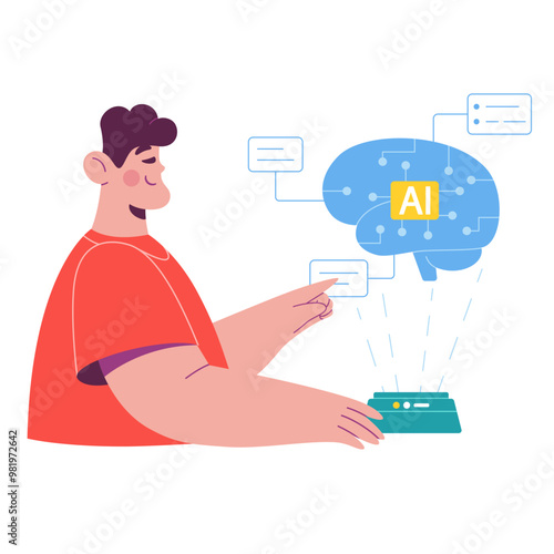 Man studies artificial intelligence