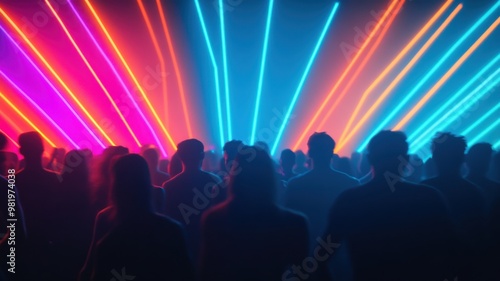 Wallpaper Mural A vibrant crowd enjoying a lively music event with colorful light beams illuminating the atmosphere. Torontodigital.ca