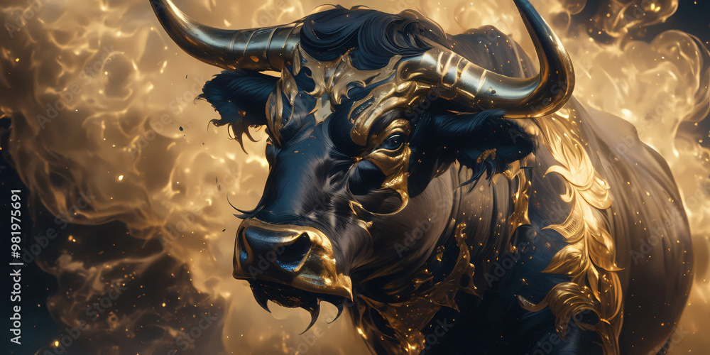 Golden Bull Banner Panorama Background Golden Bull Banner Panorama Background