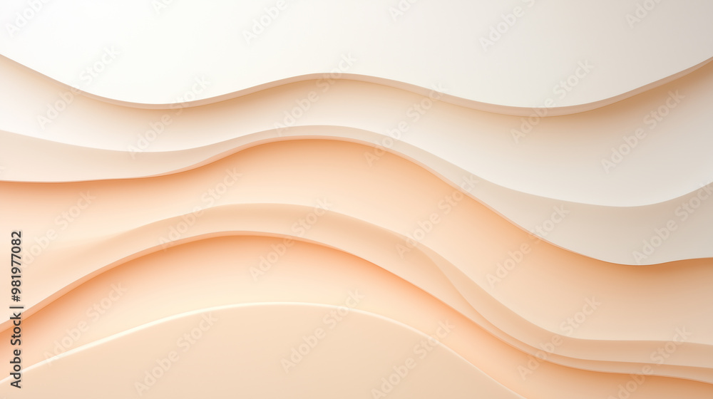 Fototapeta premium A digital illustration featuring overlapping layers of paper in various shades of white and peach.