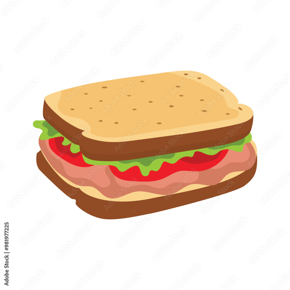 French sandwich flat vector illustration isolated on white background French sandwich flat vector illustration isolated on white background