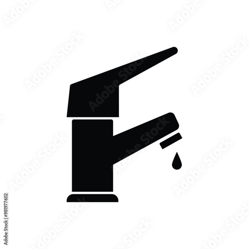 Water faucet flat vector icon design. Faucet glyph and symbol design