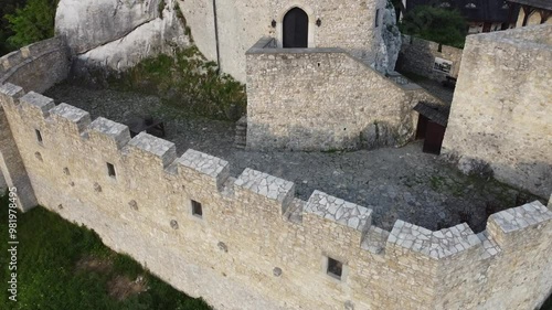 Medieval castle of Bobolice, Poland - flying over 