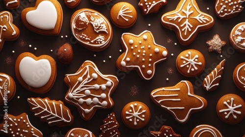 Christmas Gingerbread Cookies Abstract Background