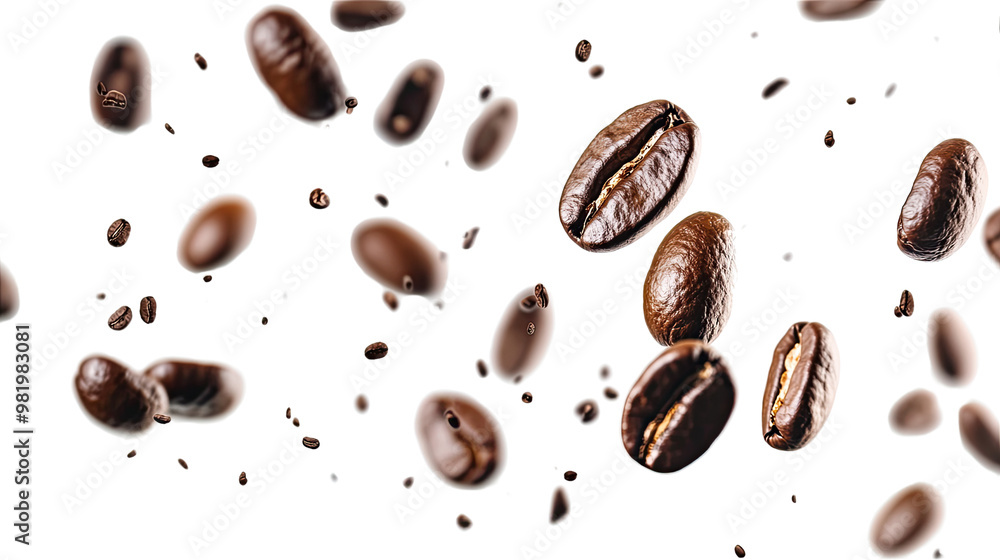 Coffee beans on a white transparent background Coffee beans on a white transparent background