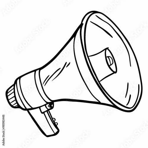 black and white hand drawn and shaded megaphone