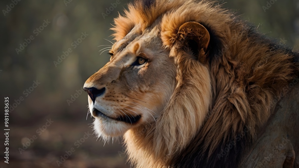 Closeup portrait of majestic lion,copy space,wild life photography. Closeup portrait of majestic lion,copy space,wild life photography.