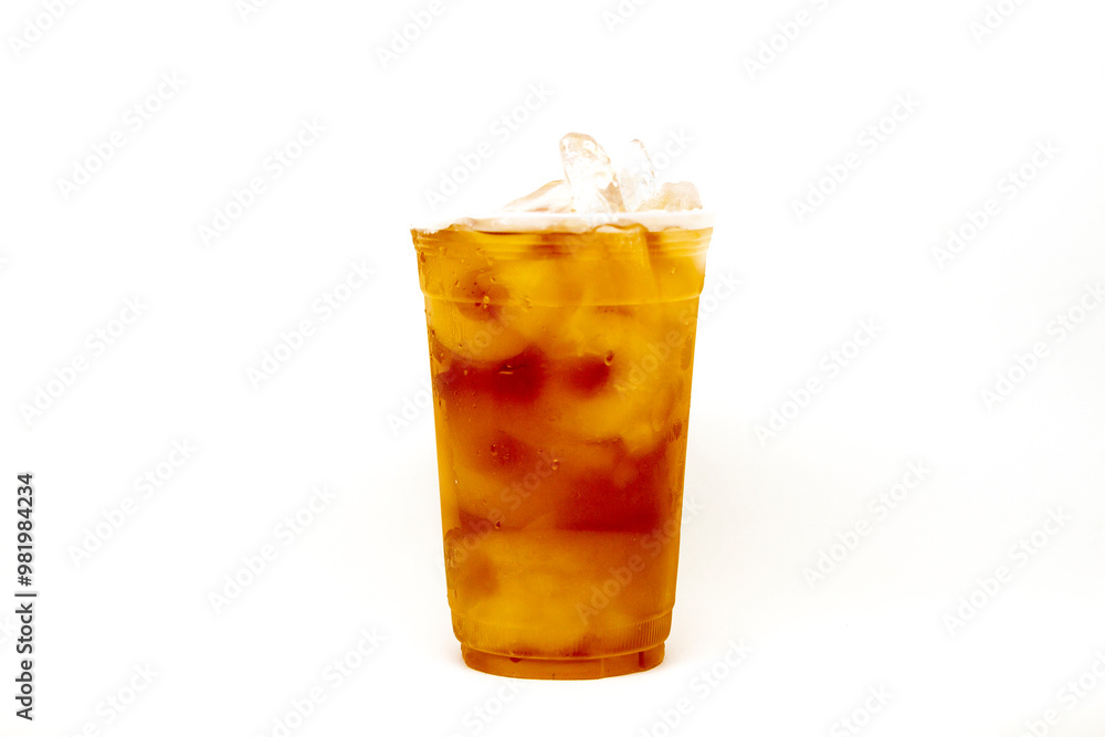 Fresh and Cold Ice tea isolated on white background. with copy space Fresh and Cold Ice tea isolated on white background. with copy space