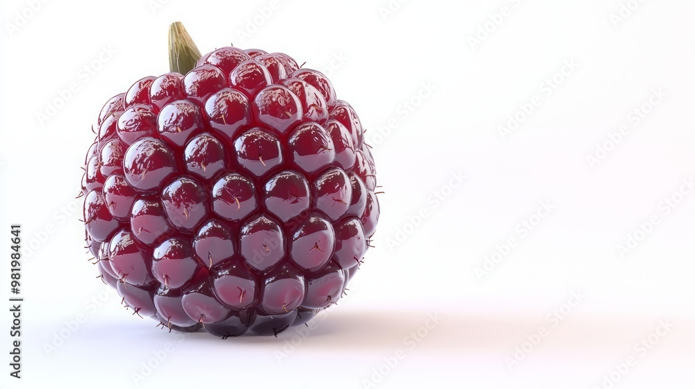 Vibrant 3D Render of Fresh Blackberry Against White Background with Rich Color and Delicate Druplets Vibrant 3D Render of Fresh Blackberry Against White Background with Rich Color and Delicate Druplets