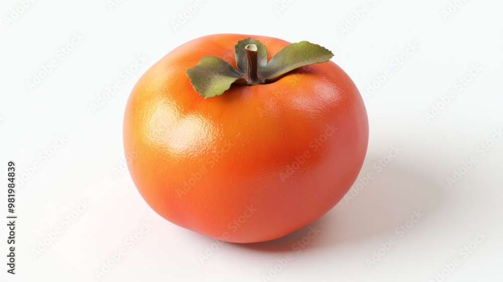 Vibrant Whole Persimmon 3D Render on White Background Vibrant Whole Persimmon 3D Render on White Background
