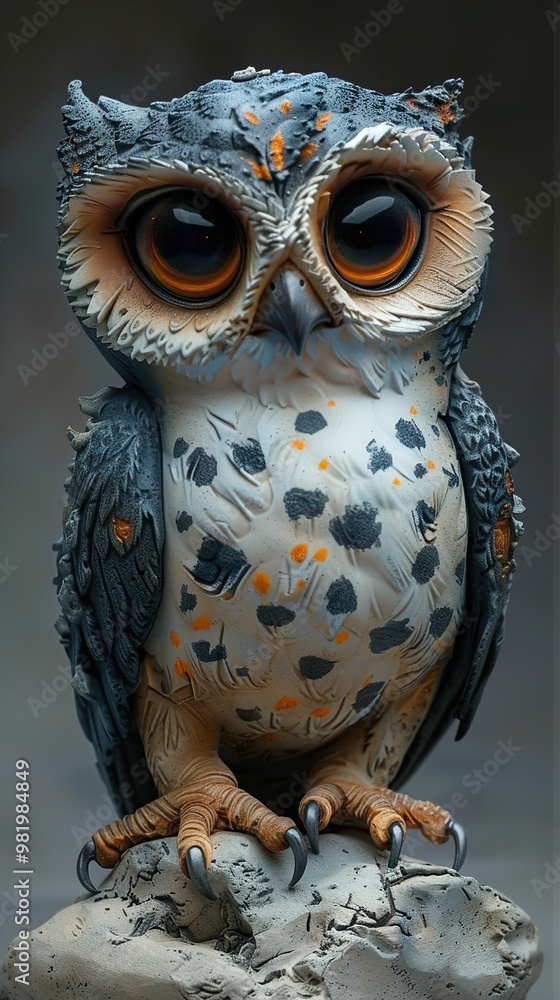 Fototapeta premium Close-Up Portrait of a Detailed Owl Sculpture
