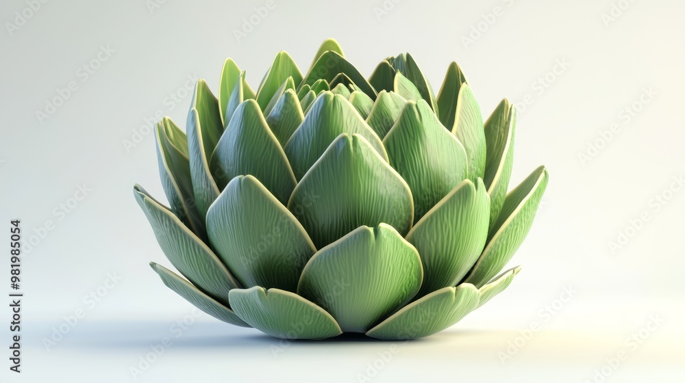Fresh and Vibrant 3D Render of Green Artichoke on White Background Fresh and Vibrant 3D Render of Green Artichoke on White Background