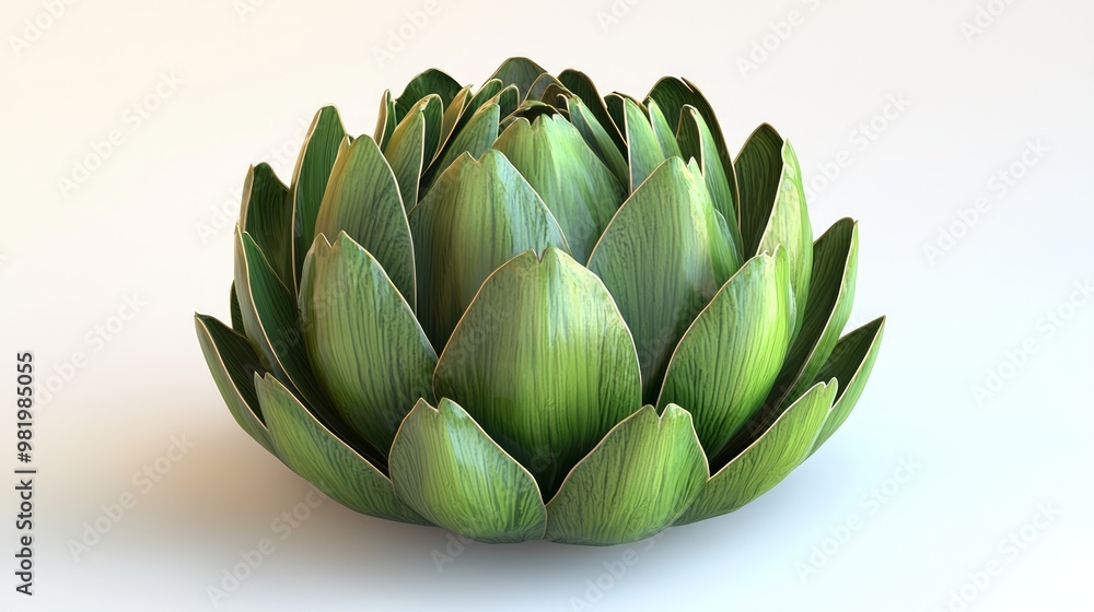 Fresh Green Artichoke 3D Render on White Background Fresh Green Artichoke 3D Render on White Background