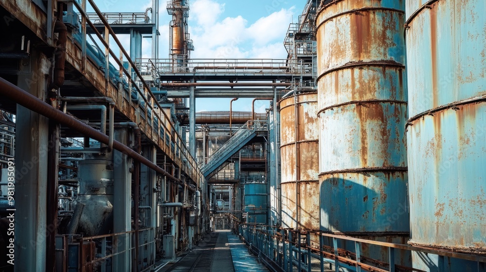 Industrial Complex with Rusty Tanks and Pipes Industrial Complex with Rusty Tanks and Pipes