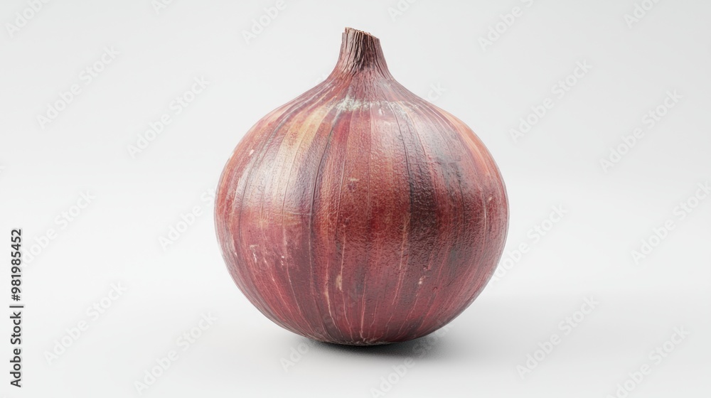 Obraz premium Vibrant 3D Render of Whole Onion with Detailed Layers on White Background