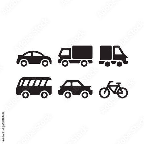 TRAFFIC ICON SET BLACK AND WHITE