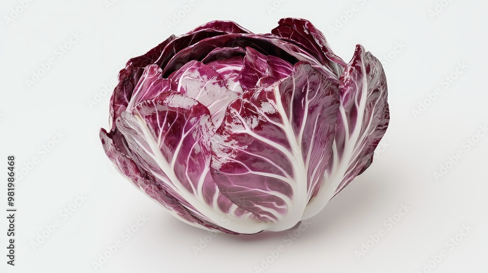 Fresh Whole Radicchio 3D Render with Vibrant Purple Color on White Background at 45 Degree Angle Fresh Whole Radicchio 3D Render with Vibrant Purple Color on White Background at 45 Degree Angle