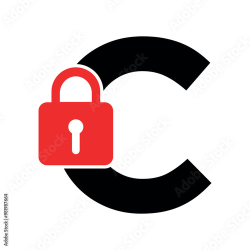 Lock Logo combine with letter C vector template