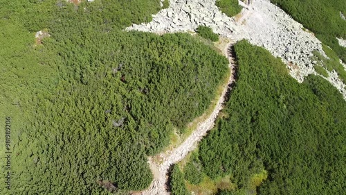 Flighing to uncover Giewont, Tatry mountains, Poland, summertime, aerial view, drone