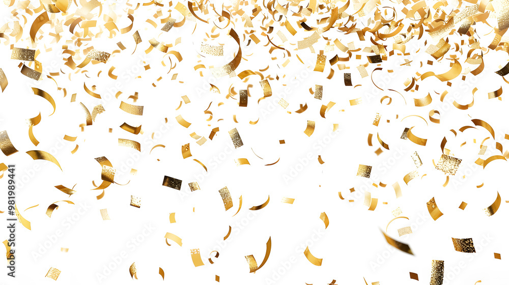 Golden confetti falling down isolated on a transparent background. Golden confetti falling down isolated on a transparent background.