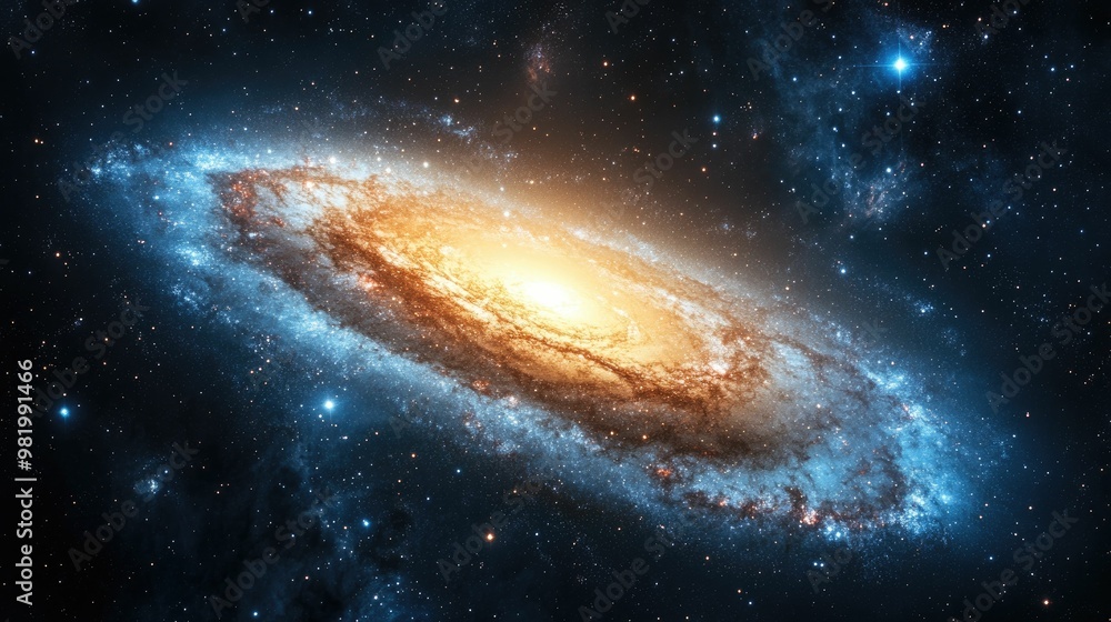Obraz premium A stunning spiral galaxy illuminated in space.