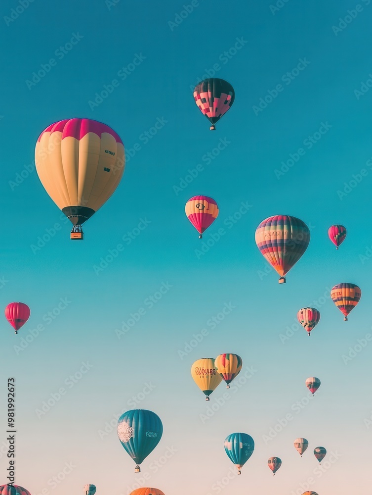 Naklejka premium A bunch of hot air balloons are flying in the sky