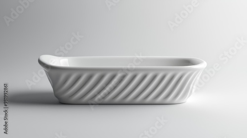 Modern 3D Render of a Sleek Baking Dish on White Background with Unique Geometric Design