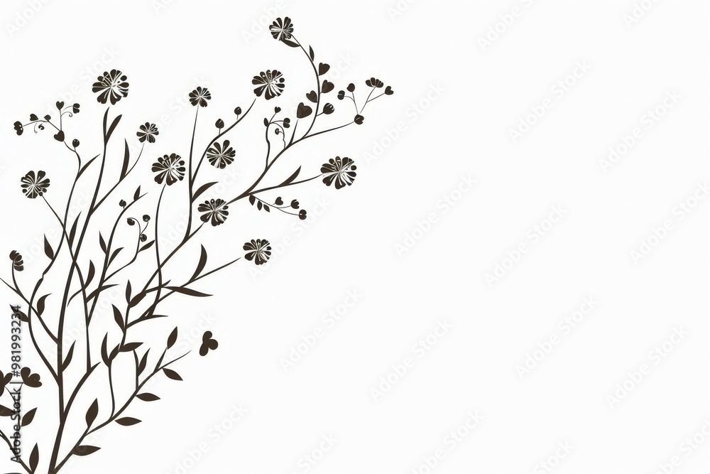 Serene beauty of delicate floral design in a minimalist and abstract composition Serene beauty of delicate floral design in a minimalist and abstract composition