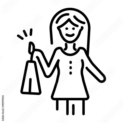 Happy buyer icon in outline style 