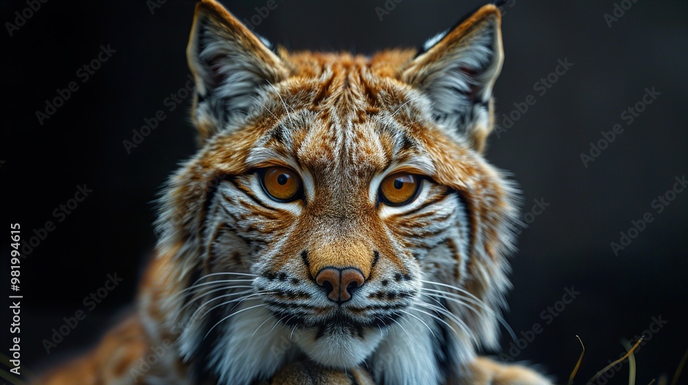 Close-up Portrait of a Lynx with Intense Golden Eyes Close-up Portrait of a Lynx with Intense Golden Eyes
