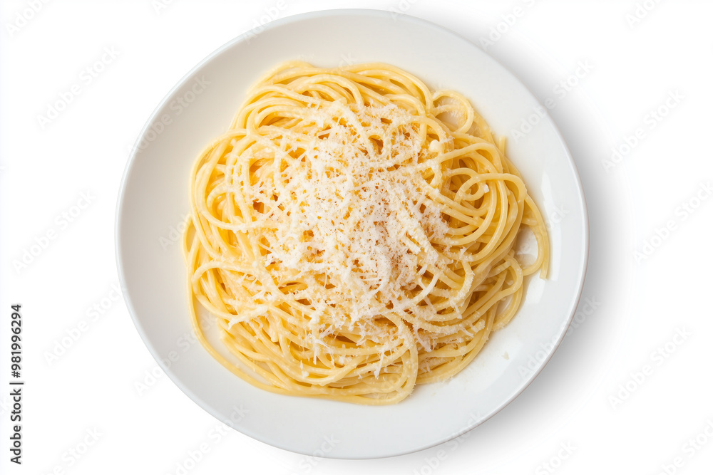 pasta without sauce with shredded parmesan cheese on top, a classic Italian spaghetti dish pasta without sauce with shredded parmesan cheese on top, a classic Italian spaghetti dish