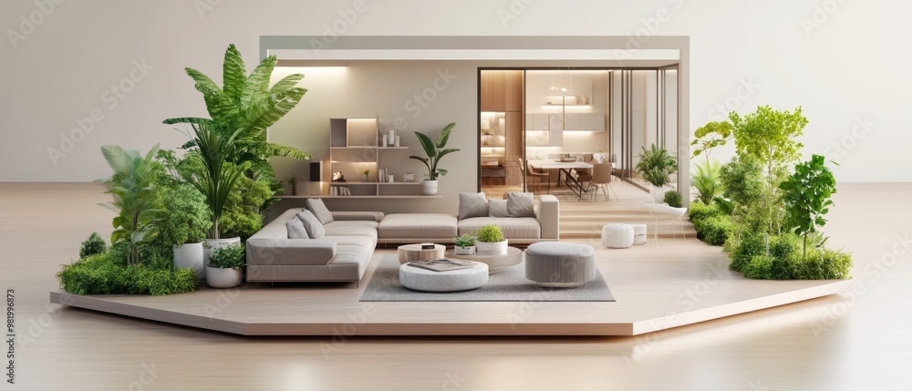 Modern Indoor Garden with Minimalist Living Room Design Modern Indoor Garden with Minimalist Living Room Design