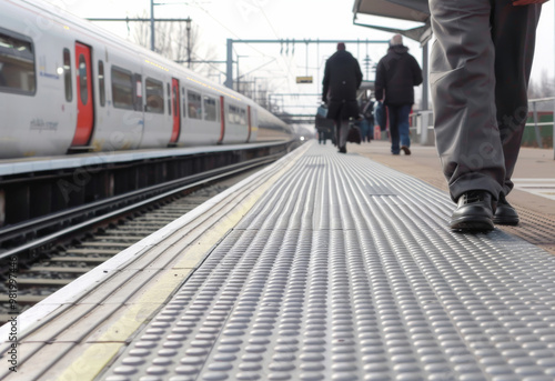 Station Platform with Tactile Paving for Visually Impaired Passengers