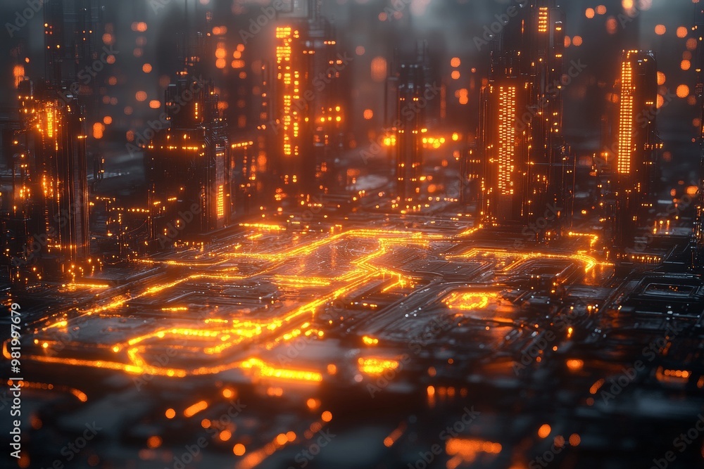 Obraz premium High -tech background tamplate for design, AI generated