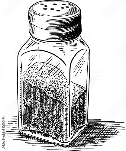 Spice Bottle Line Art and Kopitam Cafe Digital Illustration Vector Clipart