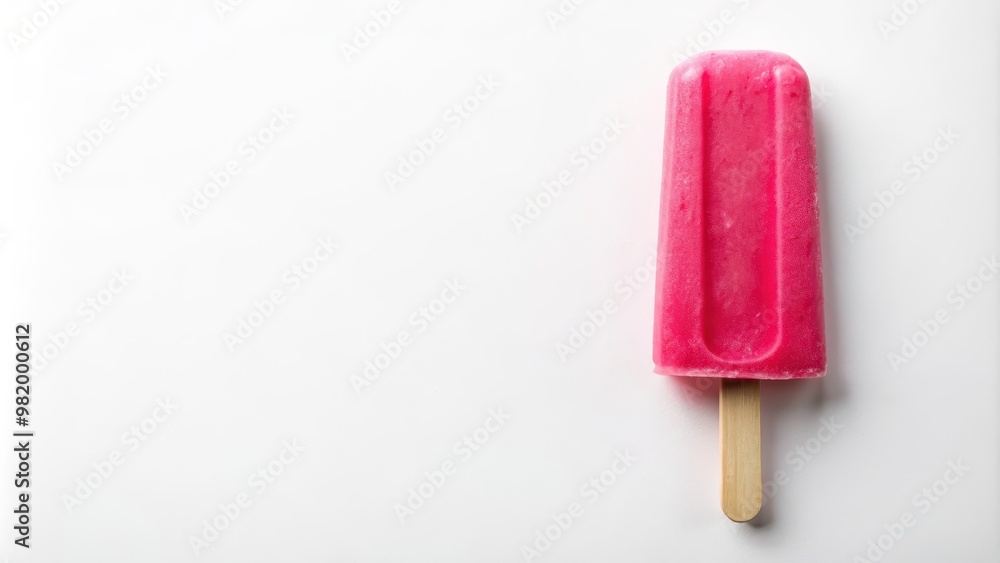Pink popsicle on a white background, popsicle, isolated, pink, sweet, treat, dessert, cold, summer, refreshing, frozen, icy Pink popsicle on a white background, popsicle, isolated, pink, sweet, treat, dessert, cold, summer, refreshing, frozen, icy