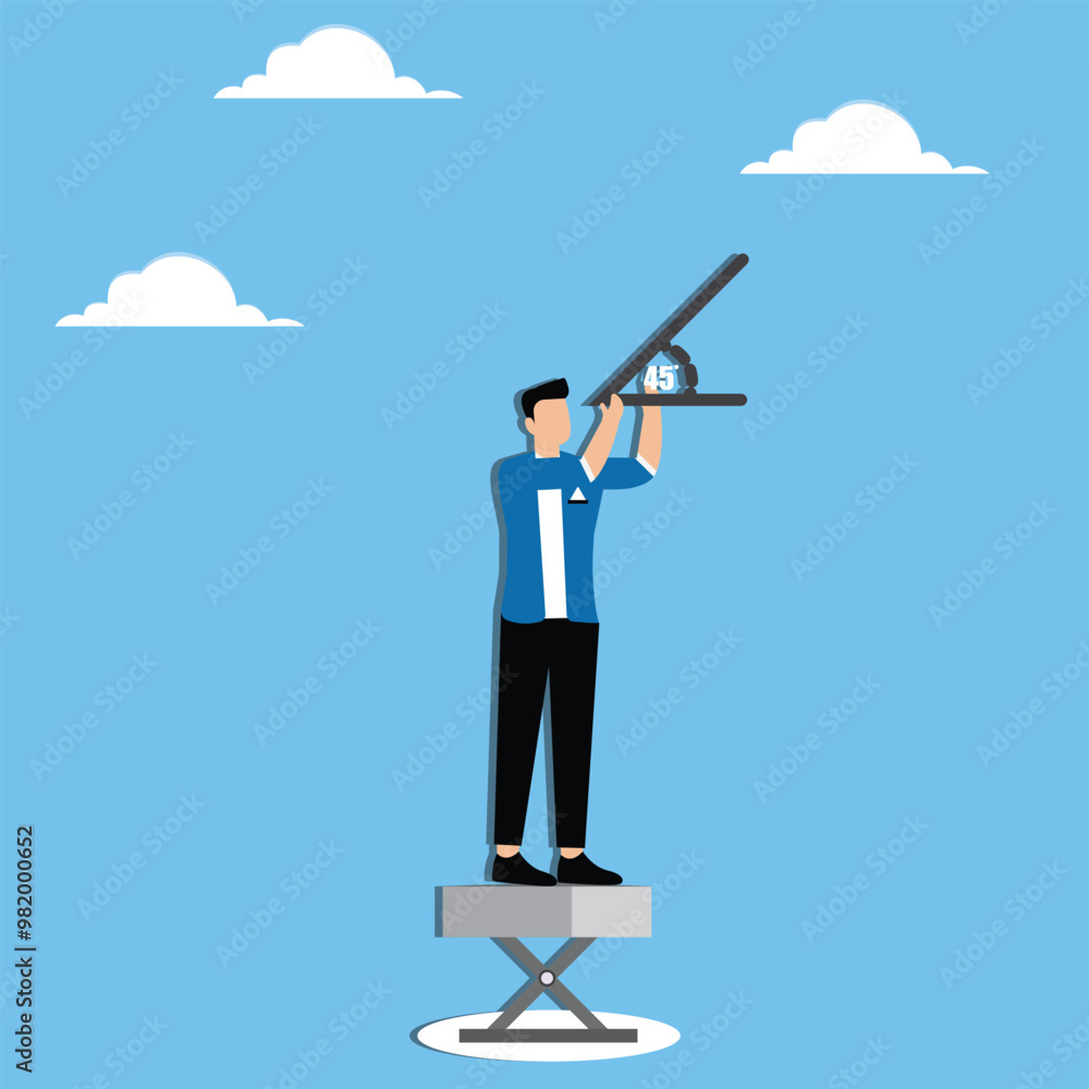 Business perspective, improving vision for success, adjustment for career opportunity concept, Businessman changing angle of view Business perspective, improving vision for success, adjustment for career opportunity concept, Businessman changing angle of view