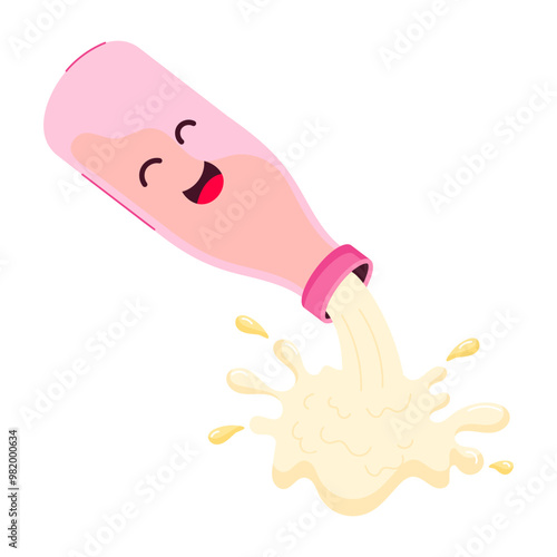A flat sticker of bottle drink spill 

