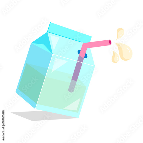 Comic style sticker of creamy milk box 