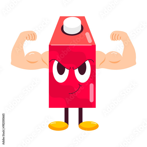 Cartoon style sticker of power milk packaging 