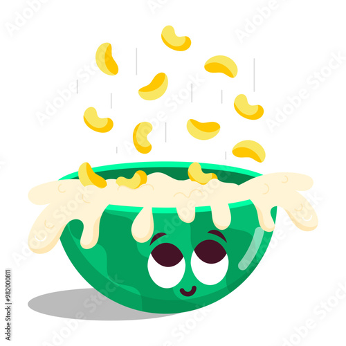 A flat sticker of cereal bowl 