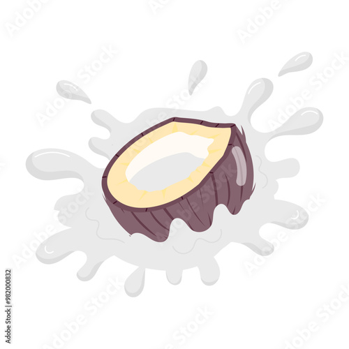 Comic style sticker of coconut milk 

