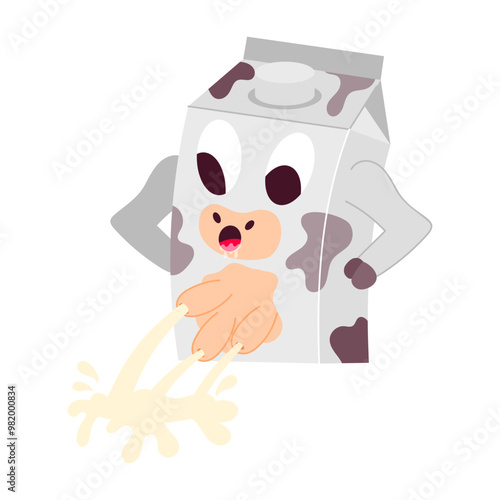 A flat sticker of milk container 