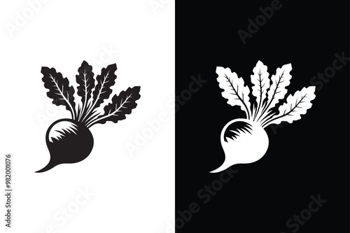 Beetroot Delight Black And White Silhouette Design.